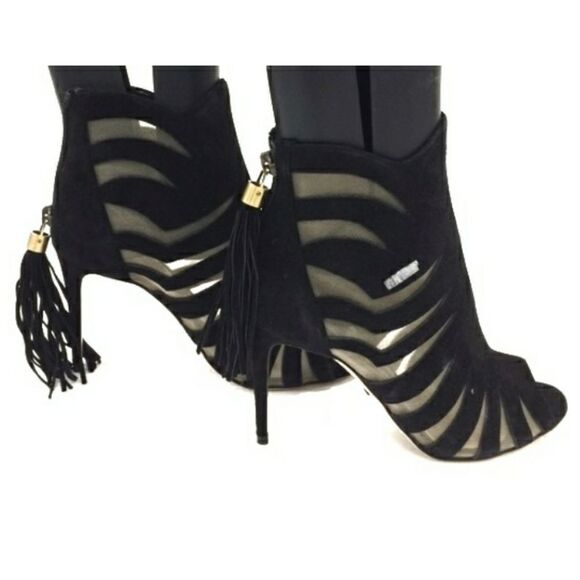 Black Paul Andrew 'Hanaa 90' Suede Cutout Booties - 36 - Picture 7 of 10